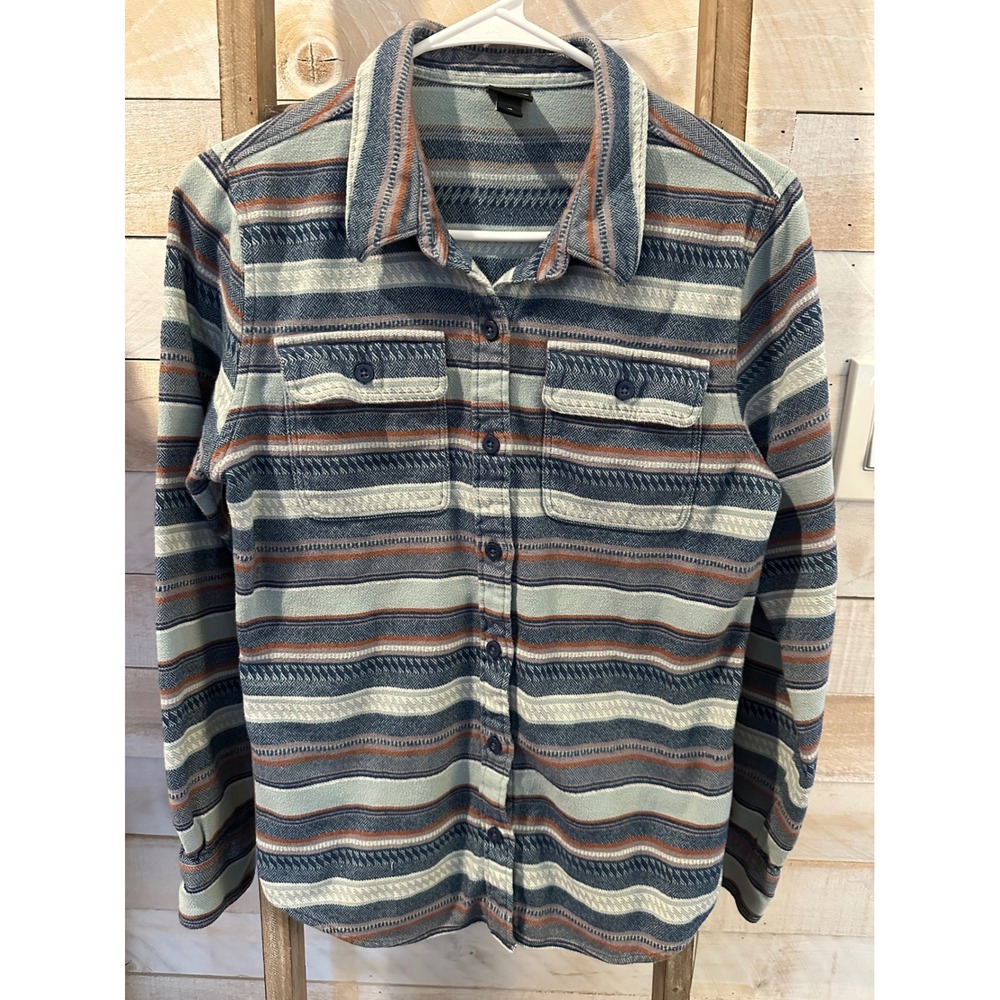 Patagonia Organic Cotton Flannel Shirt Blue Stripe Southwestern XS